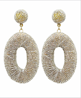Beaded Oval Earrings