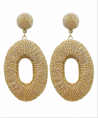 Beaded Oval Earrings
