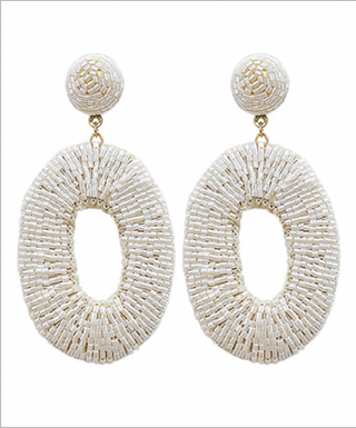 Beaded Oval Earrings