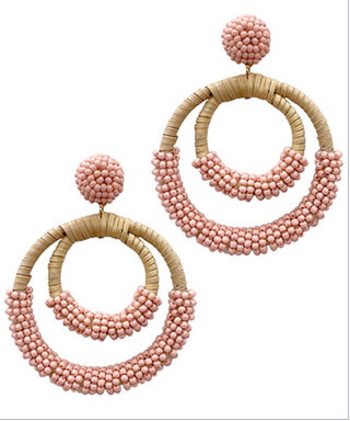 Round Rattan Beaded Earrings
