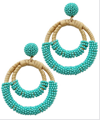 Round Rattan Beaded Earrings