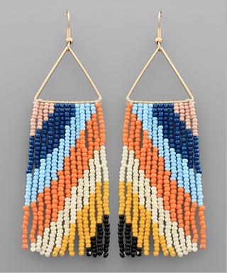 Triangle Metal Stripe Fringe Earrings