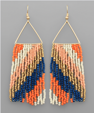 Triangle Metal Stripe Fringe Earrings