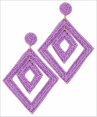 Double Rhombus Bead Dangle Earrings