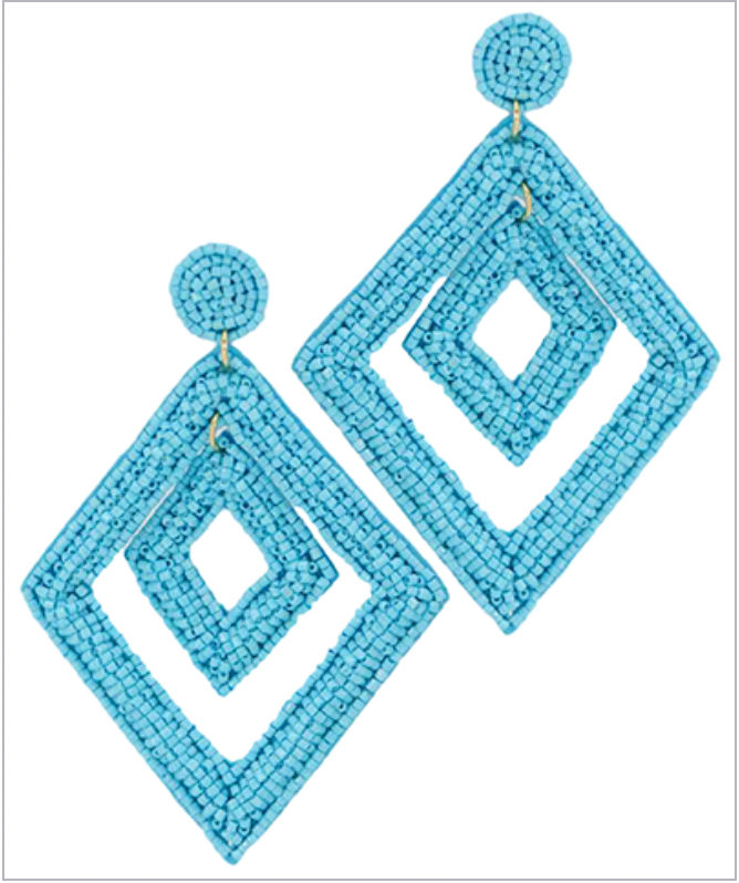 Double Rhombus Bead Dangle Earrings