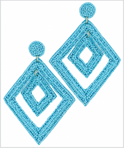 Double Rhombus Bead Dangle Earrings