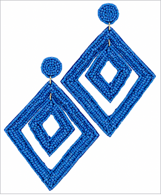 Double Rhombus Bead Dangle Earrings