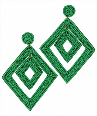 Double Rhombus Bead Dangle Earrings