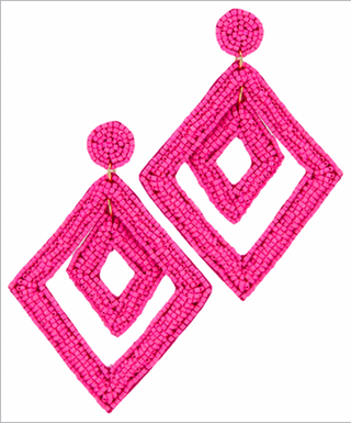 Double Rhombus Bead Dangle Earrings