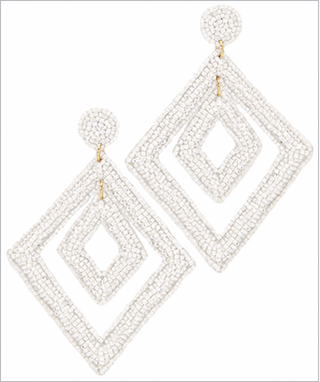 Double Rhombus Bead Dangle Earrings
