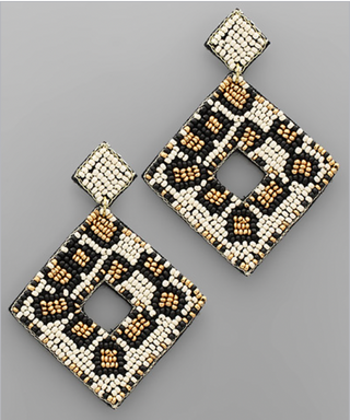 Beaded Diamond Pattern Earrings