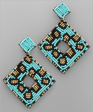 Beaded Diamond Pattern Earrings