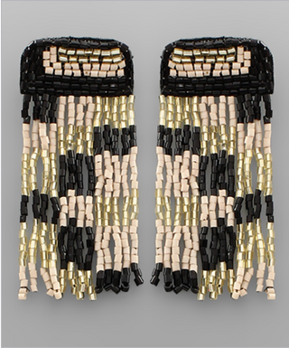 Jellyfish Beaded Tassel Earrings