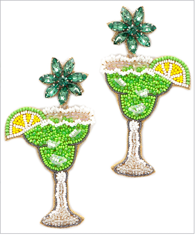 Lime Cocktail Beaded Earrings