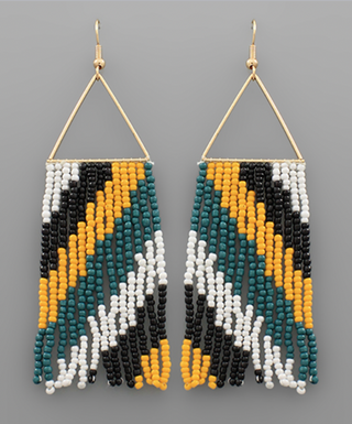 Triangle Metal Stripe Fringe Earrings