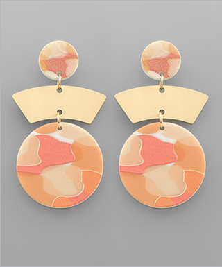Printed Circle Dangle Earrings