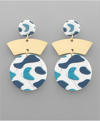 Printed Circle Dangle Earrings
