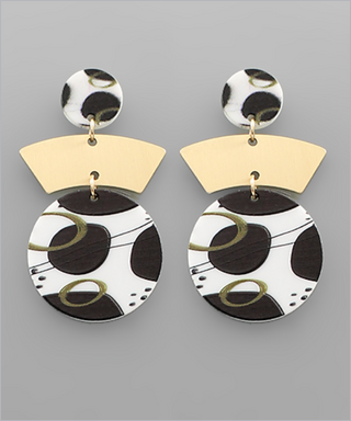 Printed Circle Dangle Earrings