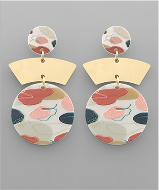 Printed Circle Dangle Earrings