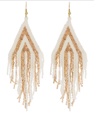 Seed Bead Tassel Triangle Earrings