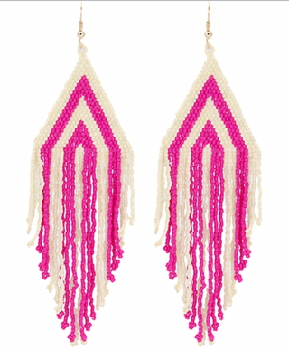 Seed Bead Tassel Triangle Earrings