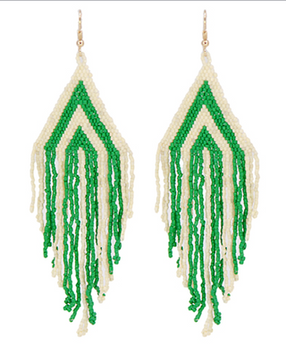 Seed Bead Tassel Triangle Earrings