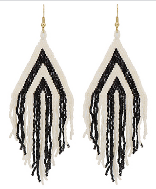 Seed Bead Tassel Triangle Earrings