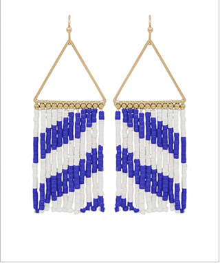 Triangle Seed Bead Tassel Earrings