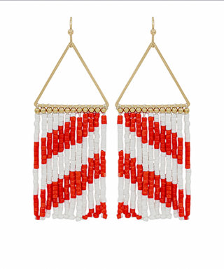 Triangle Seed Bead Tassel Earrings