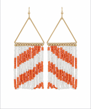 Triangle Seed Bead Tassel Earrings