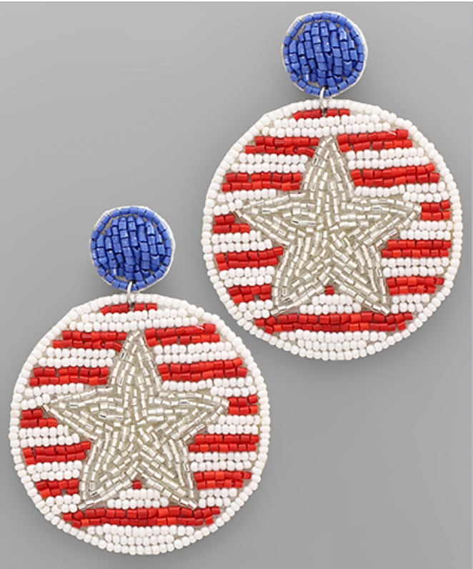 Beaded Star Stripe Earrings