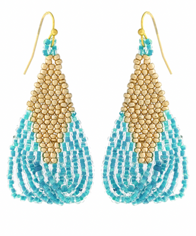 Beaded Rhombus Fringe Earrings