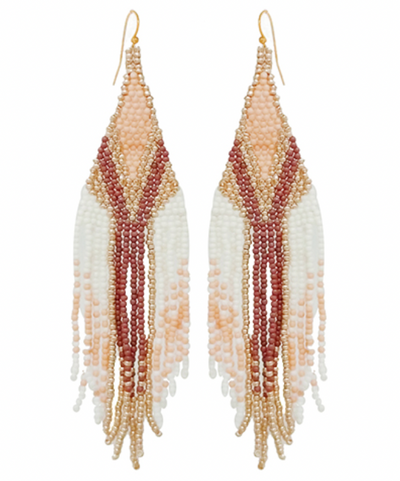 Seed Bead Rhombus Fringe Earrings