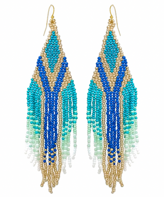 Seed Bead Rhombus Fringe Earrings
