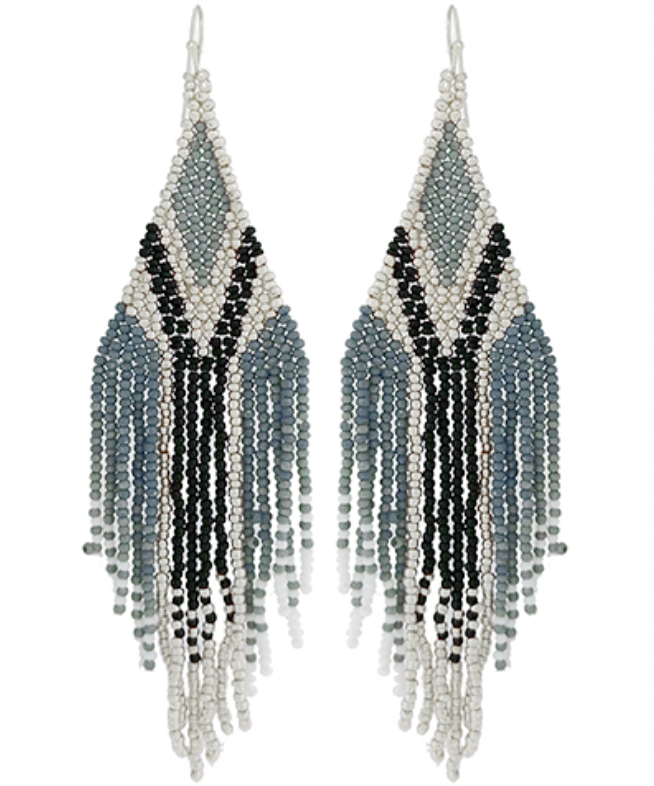 Seed Bead Rhombus Fringe Earrings