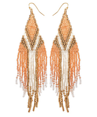 Seed Bead Rhombus Fringe Earrings
