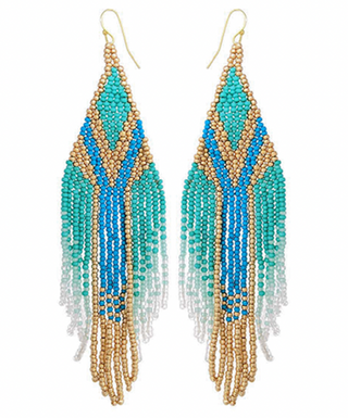 Seed Bead Rhombus Fringe Earrings