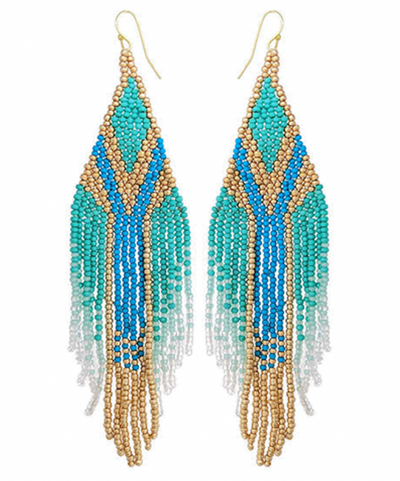 Seed Bead Rhombus Fringe Earrings