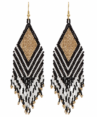 Seed Bead Rhombus Tassel Earrings