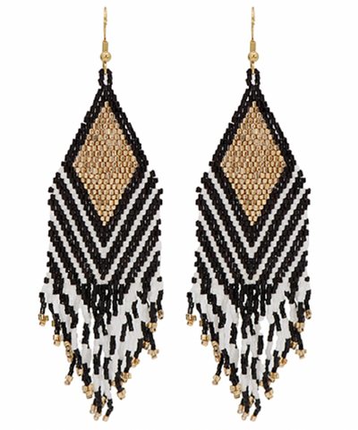 Seed Bead Rhombus Tassel Earrings