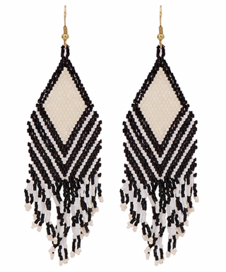Seed Bead Rhombus Tassel Earrings