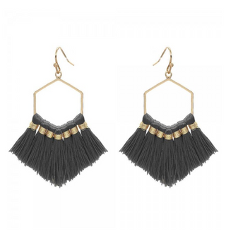 Fringe Tassel Hexagon Earrings