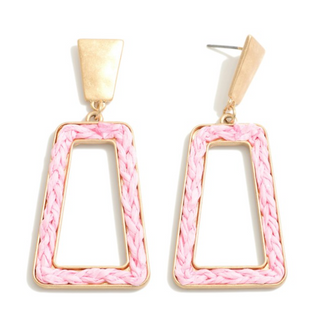 Rectangle Gold Tone Drop Earring