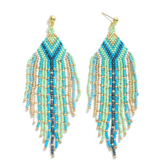 Seed Bead Tassel Drop Earrings