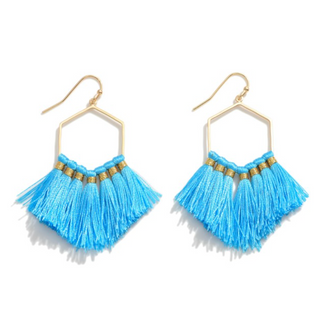 Fringe Tassel Hexagon Earrings