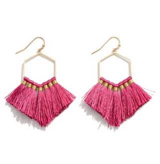 Fringe Tassel Hexagon Earrings