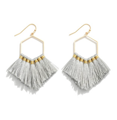 Fringe Tassel Hexagon Earrings