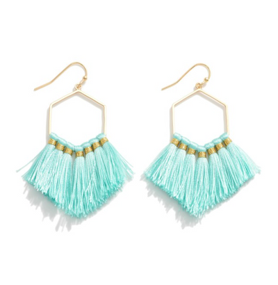 Fringe Tassel Hexagon Earrings