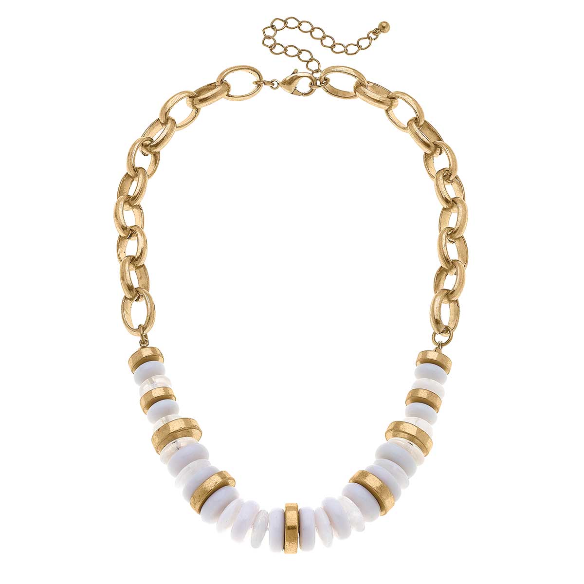 Peyton Beaded Resin Chain Link Necklace in White