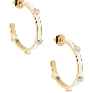 Zenzii Enamel Hoop Earring with Crystals